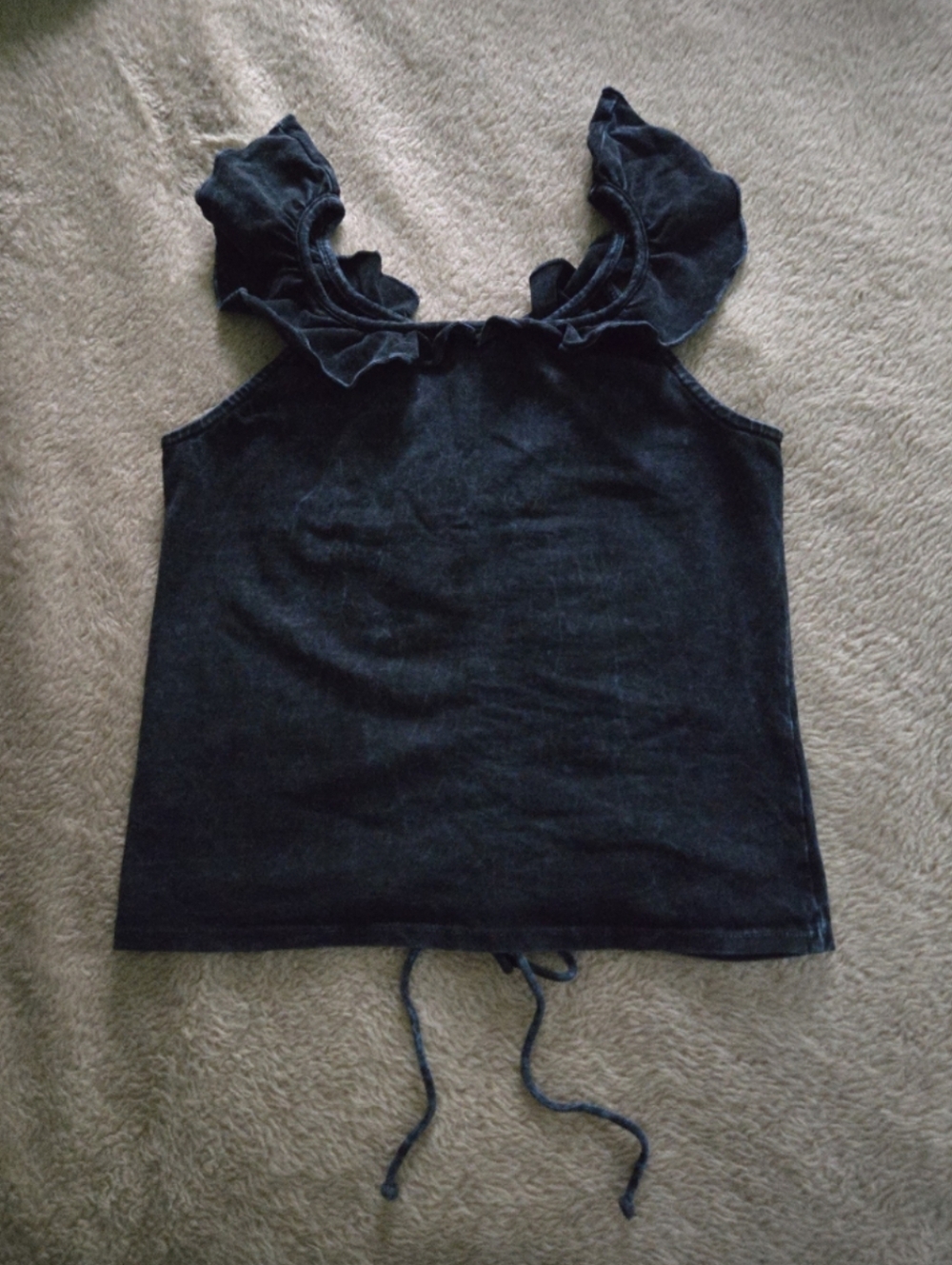 We The Free Black Ruffle-Strap Tank Top XS